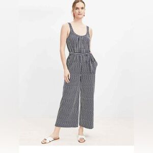 LOFT NWOT Women’s Fern Tank patterned Blue Jumpsuit, Size M
